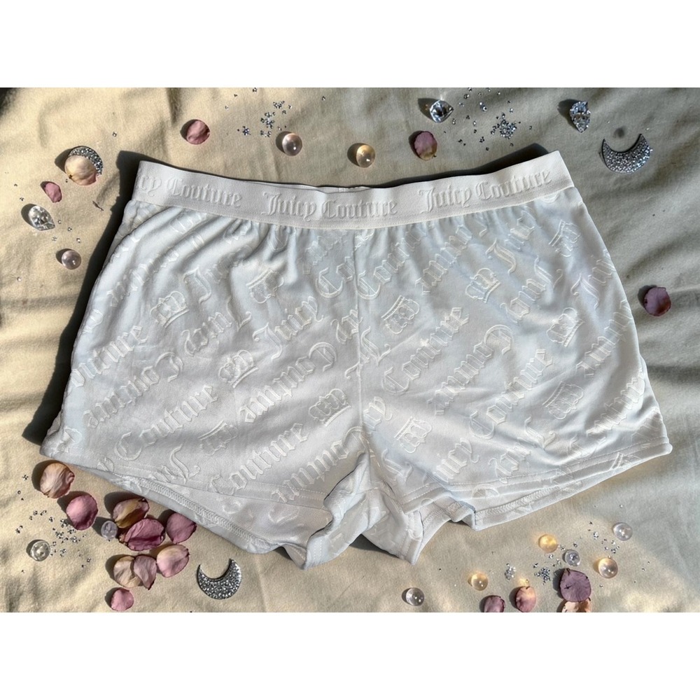 Juicy Couture - White Velour Lounge Shorts - Womens Size Large